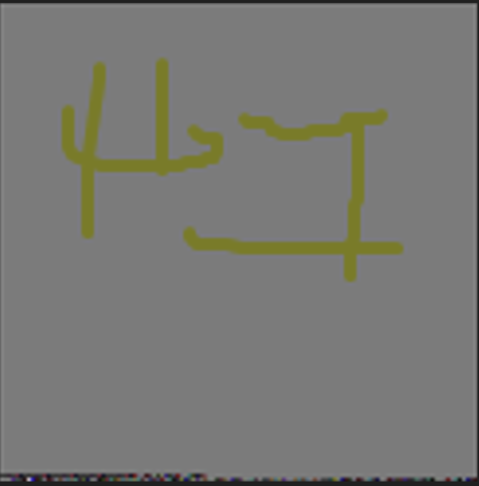 A grey square with yellow lines description automatically generated